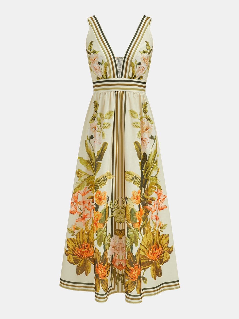 Commense Tropical Floral Print Deep V-Neck Maxi Dress - Picture 2 of 16